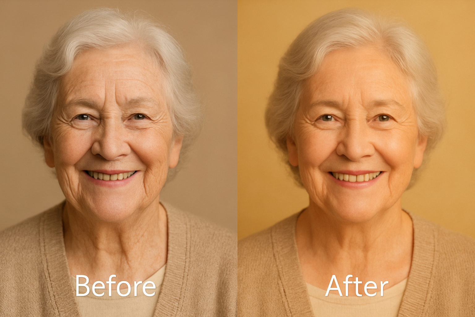 Before and after enhanced portrait